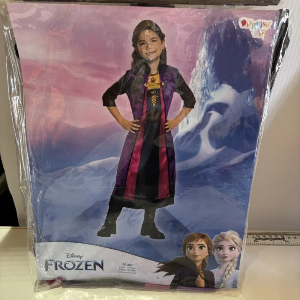 Princess Anna Dress & Wig Halloween Costume 4/6 Disney Frozen Purple Girls